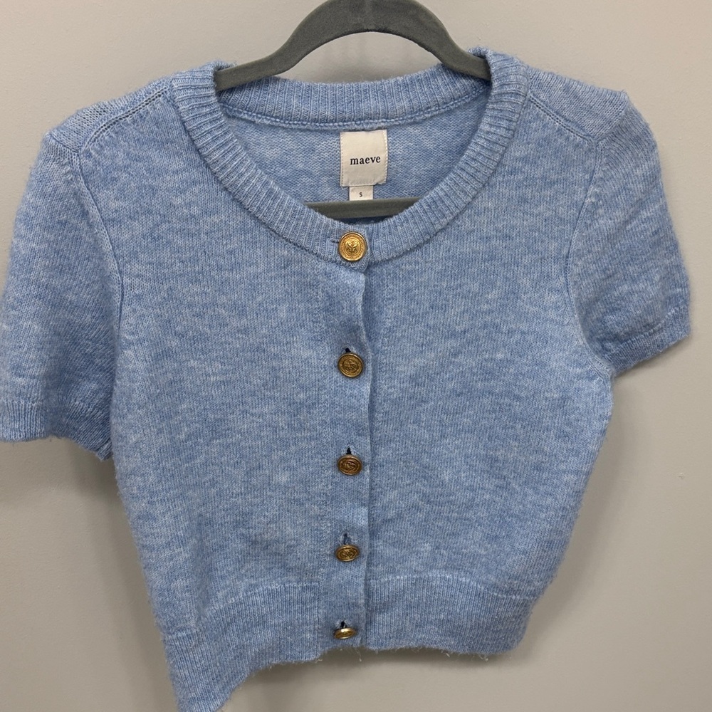 Maeve Light Blue Button-Up Cardigan